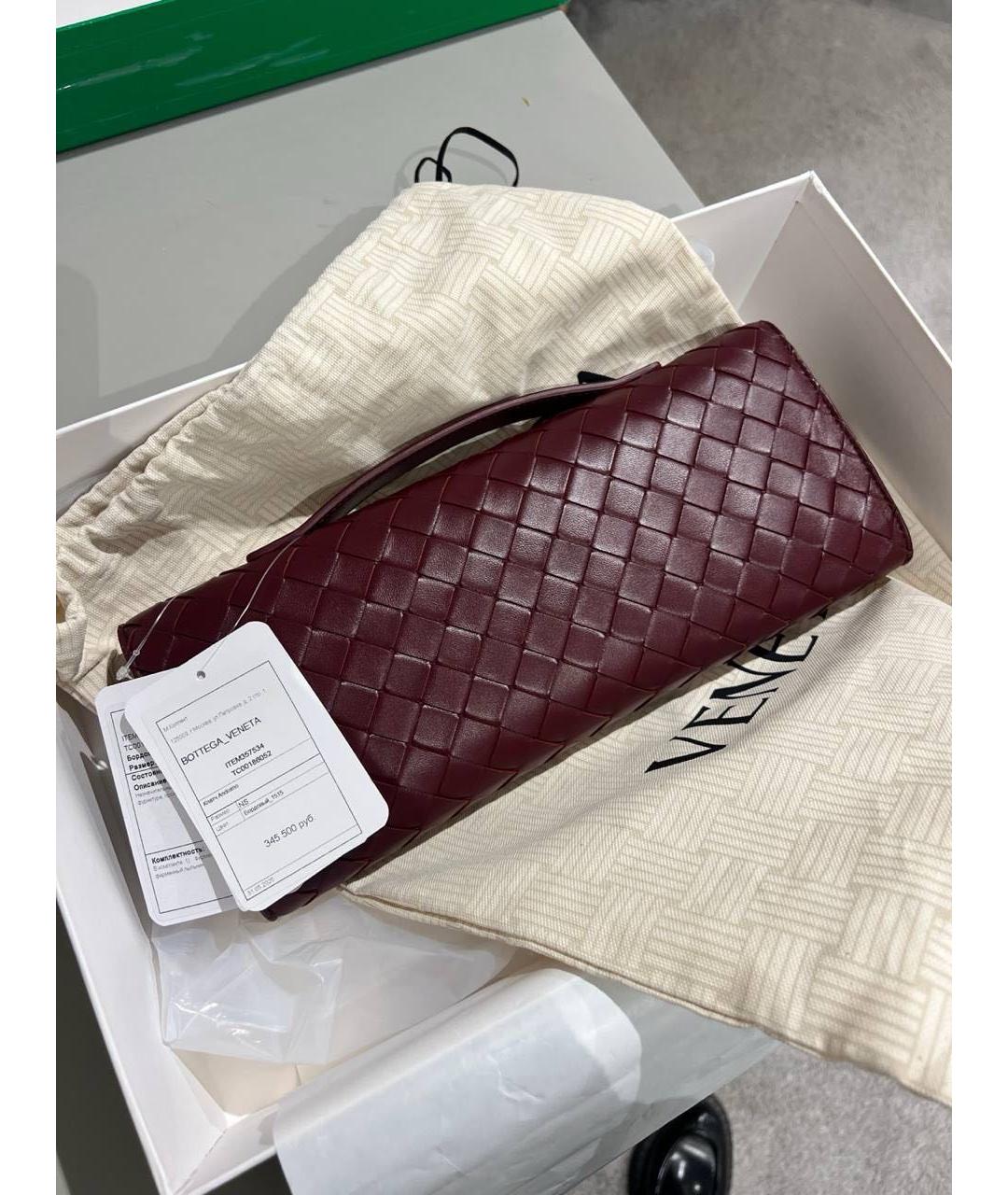 BOTTEGA VENETA Бордовая кожаная сумка с короткими ручками, фото 5