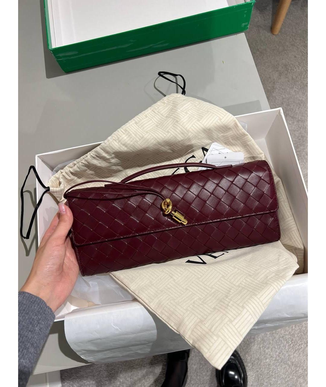 BOTTEGA VENETA Бордовая кожаная сумка с короткими ручками, фото 4