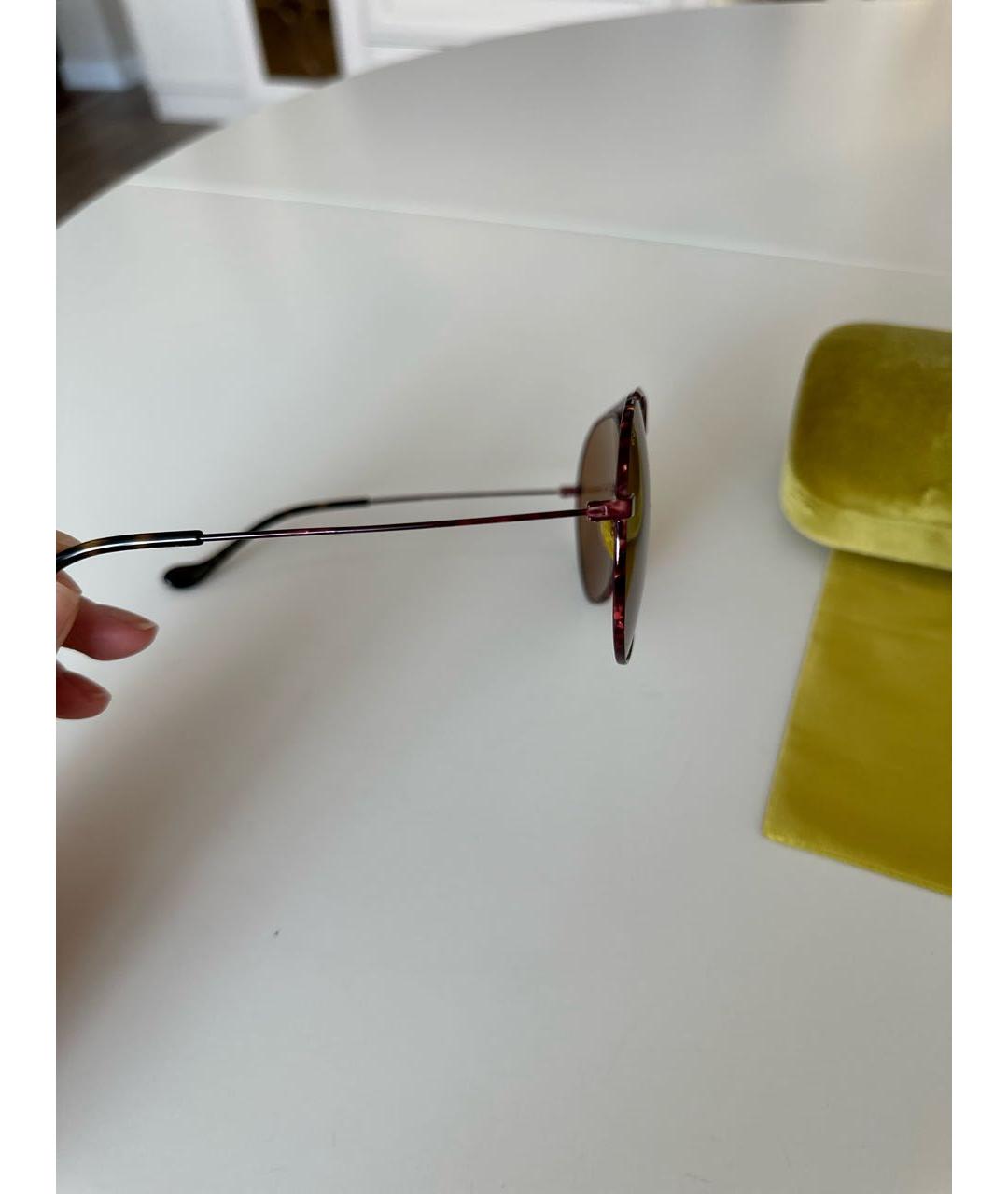 GUCCI Коричневые металлические солнцезащитные очки, фото 3