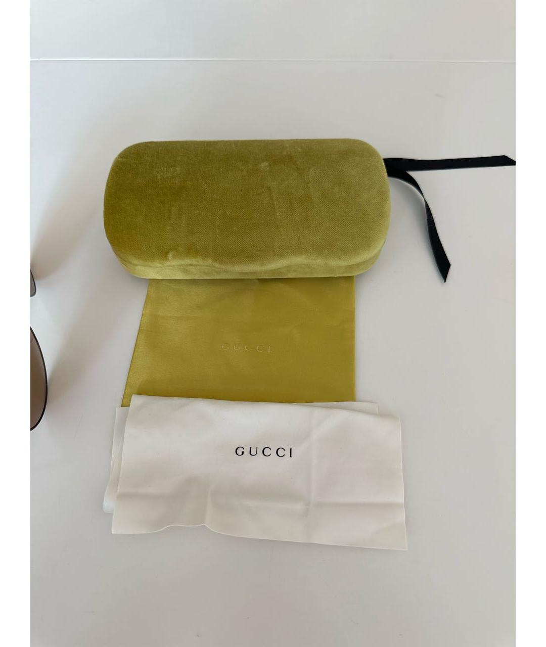 GUCCI Коричневые металлические солнцезащитные очки, фото 4