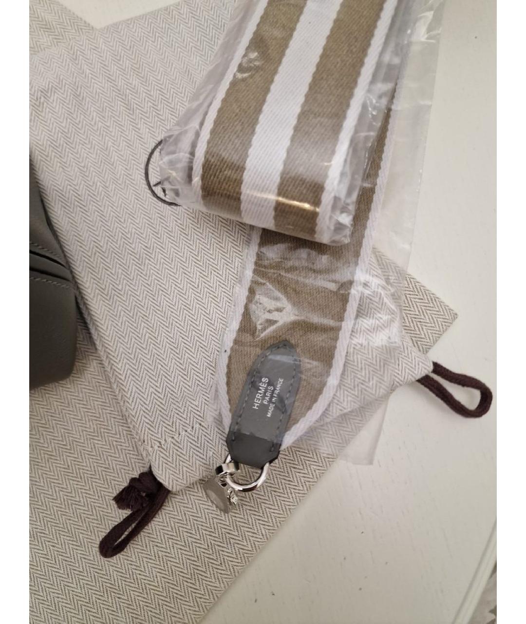 HERMES Серая кожаная сумка с короткими ручками, фото 6