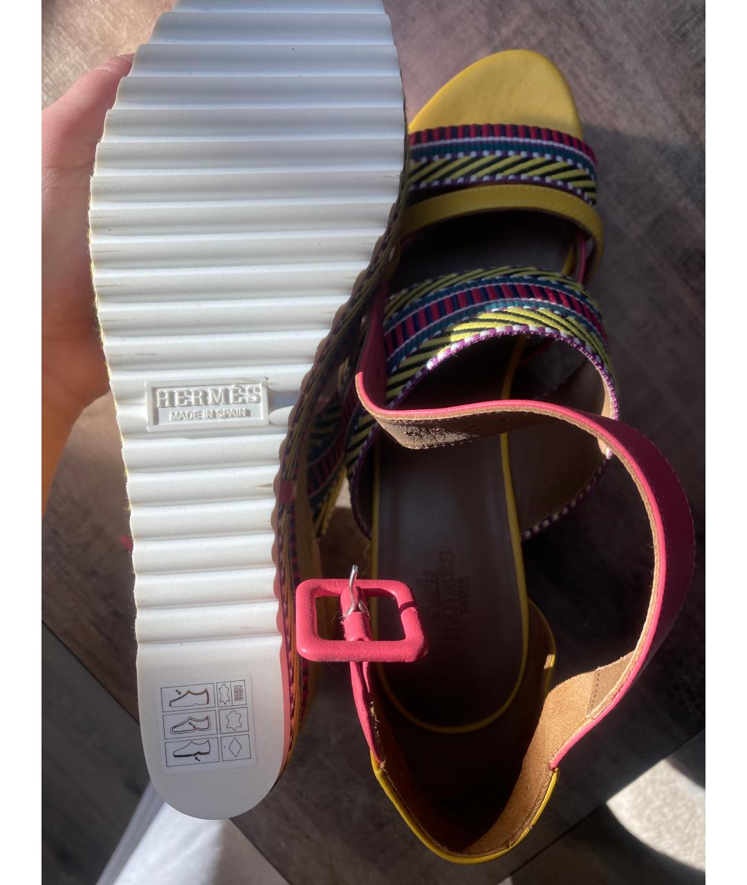 HERMES Желтые босоножки, фото 3