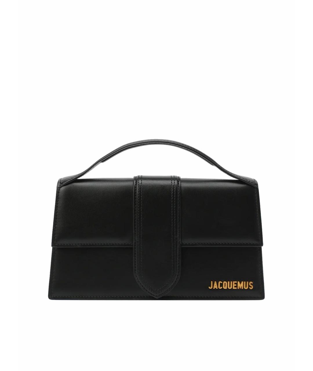 JACQUEMUS Черная кожаная сумка с короткими ручками, фото 1