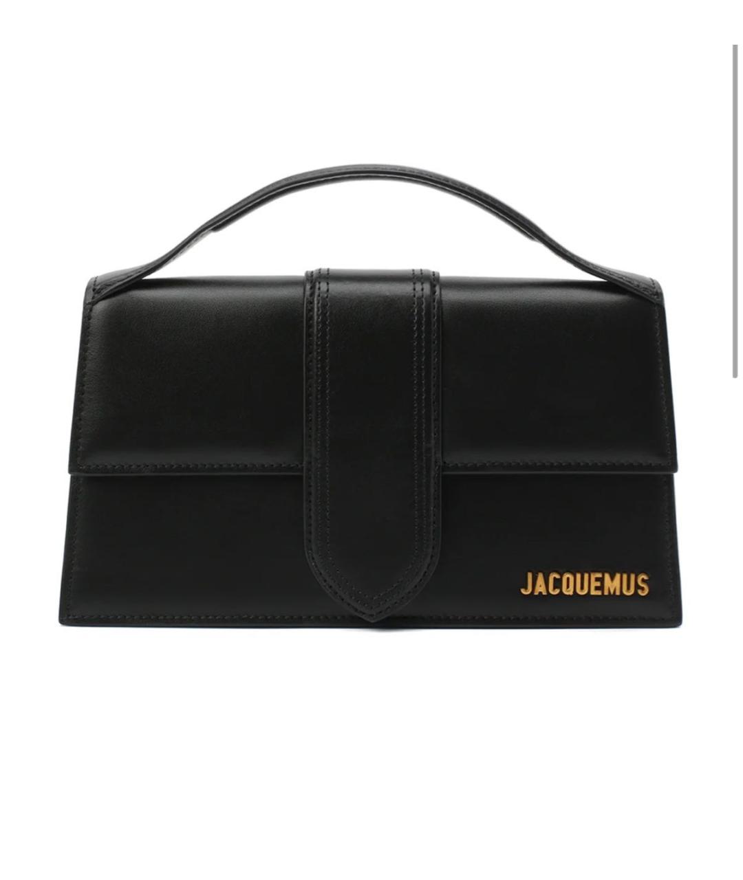JACQUEMUS Черная кожаная сумка с короткими ручками, фото 4