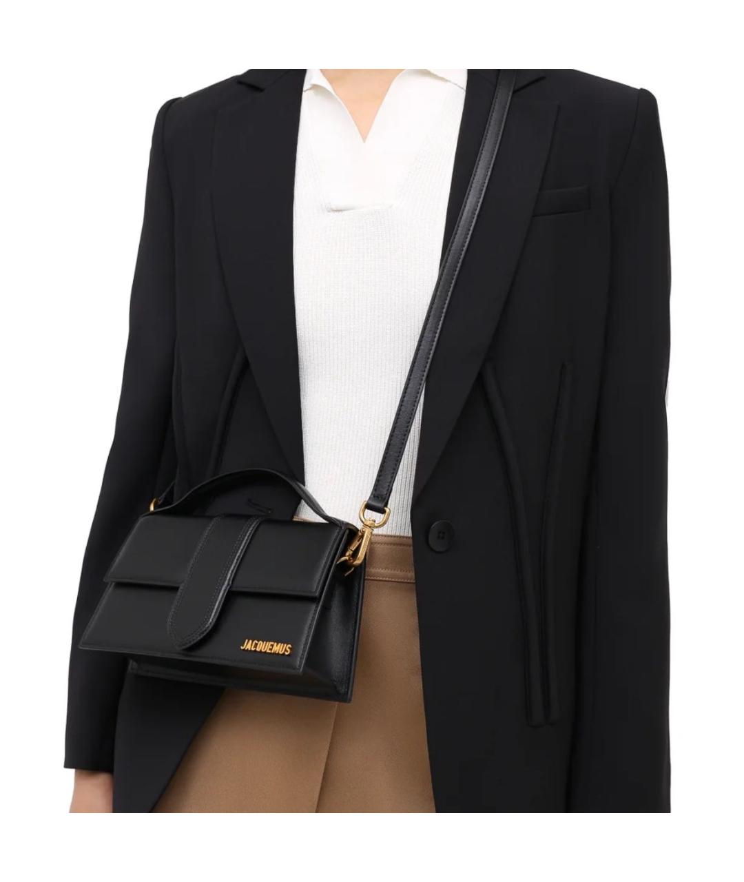 JACQUEMUS Черная кожаная сумка с короткими ручками, фото 3