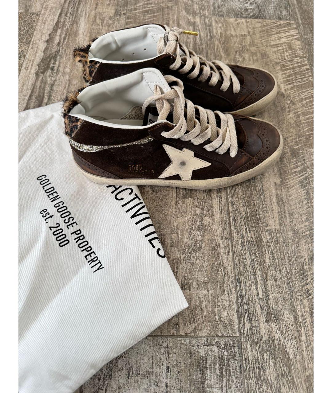 GOLDEN GOOSE DELUXE BRAND Коричневые кожаные кеды, фото 6