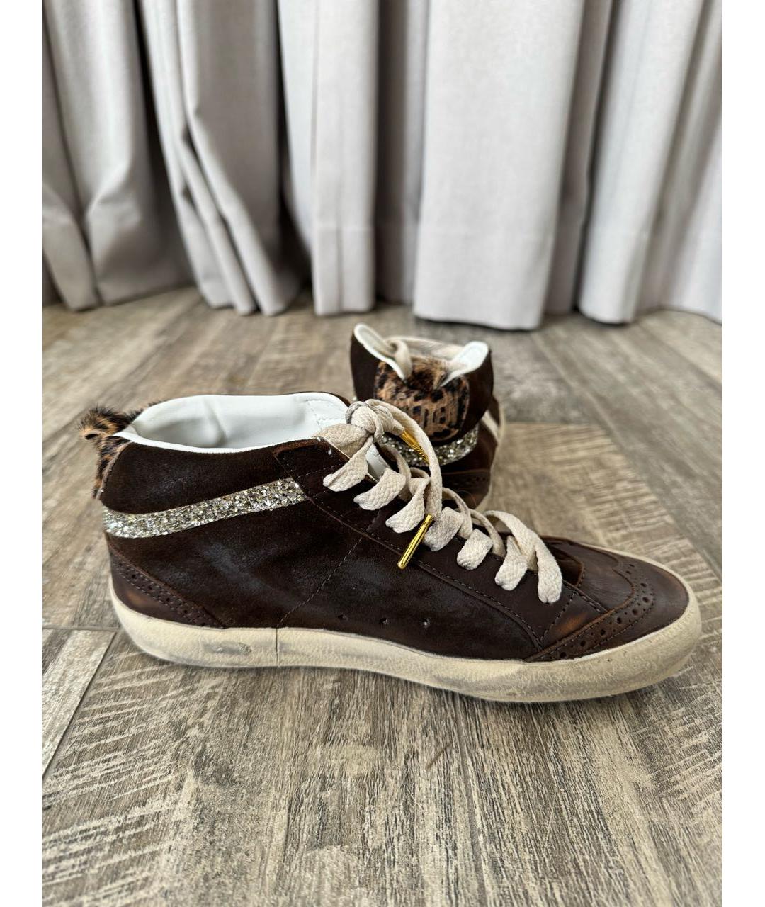 GOLDEN GOOSE DELUXE BRAND Коричневые кожаные кеды, фото 4