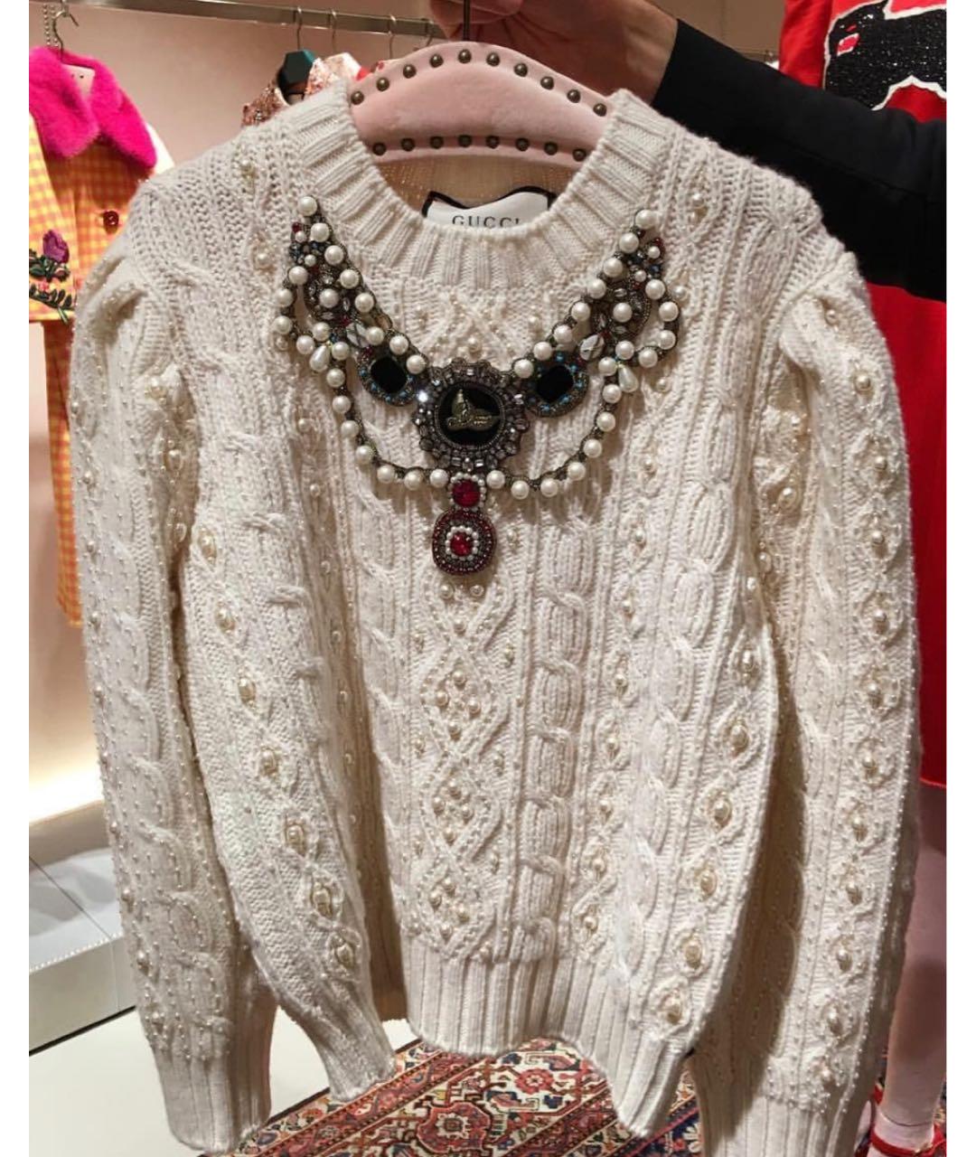 GUCCI Белый шерстяной джемпер / свитер, фото 4