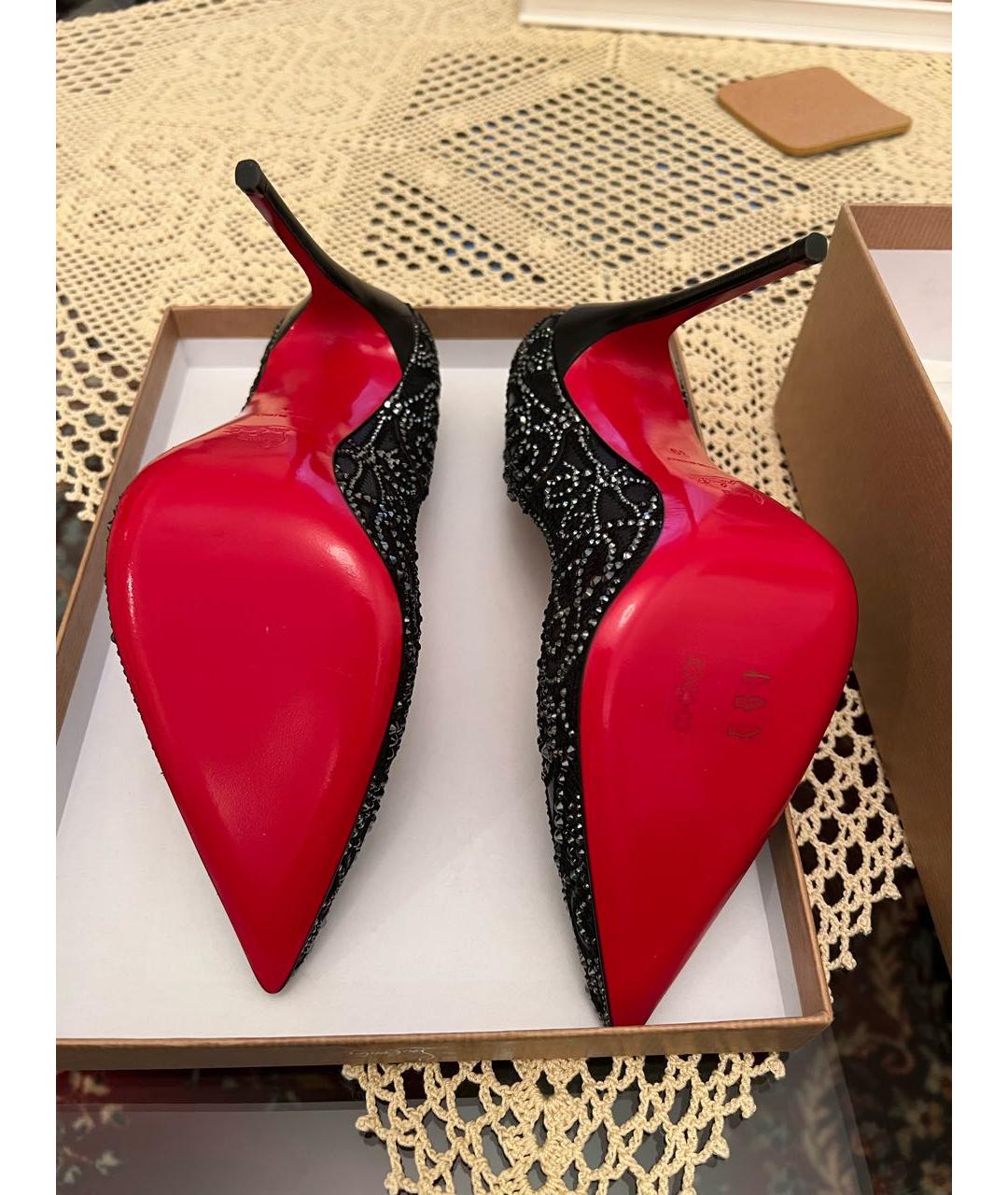 CHRISTIAN LOUBOUTIN Черные кожаные туфли, фото 4