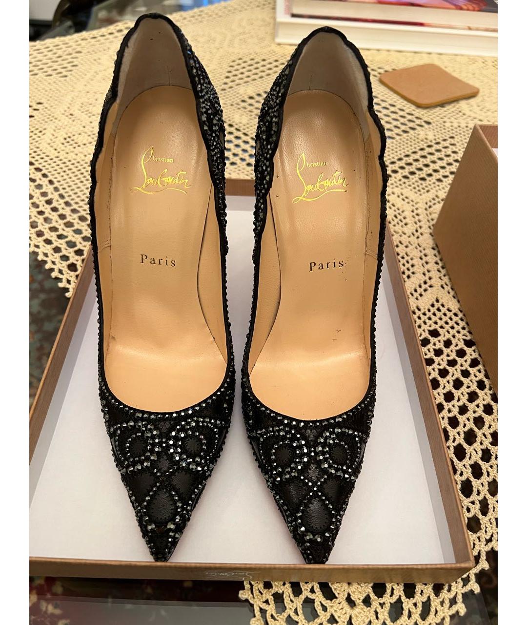 CHRISTIAN LOUBOUTIN Черные кожаные туфли, фото 2