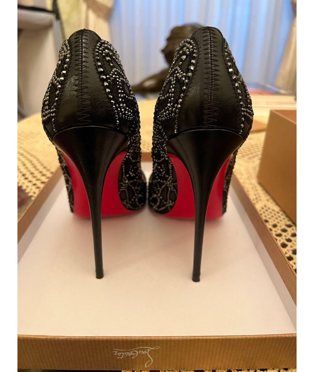 CHRISTIAN LOUBOUTIN Черные кожаные туфли, фото 3