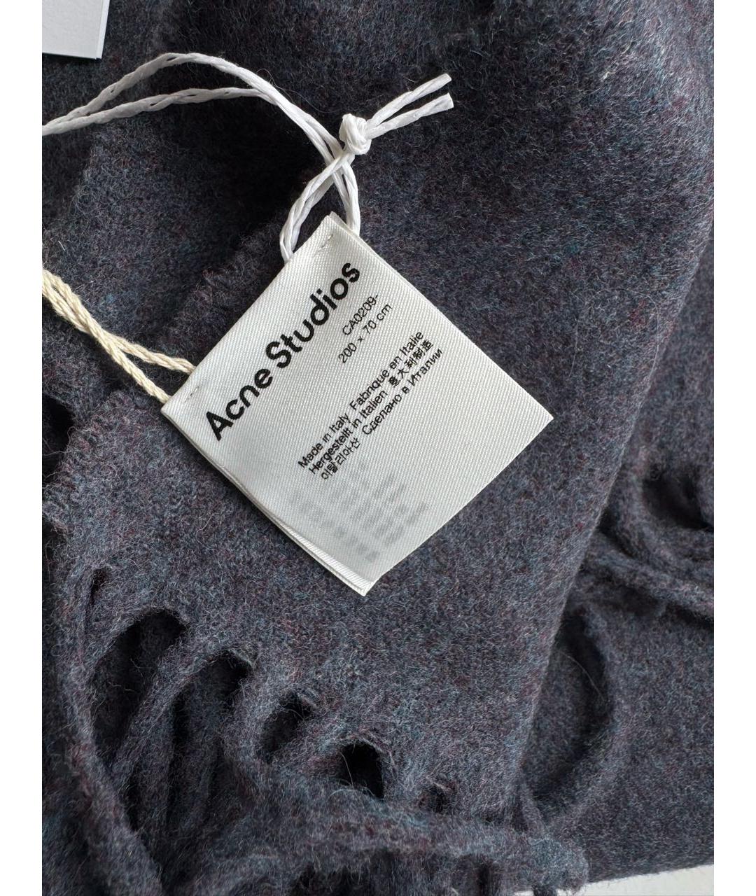 ACNE STUDIOS Темно-синий шерстяной шарф, фото 4