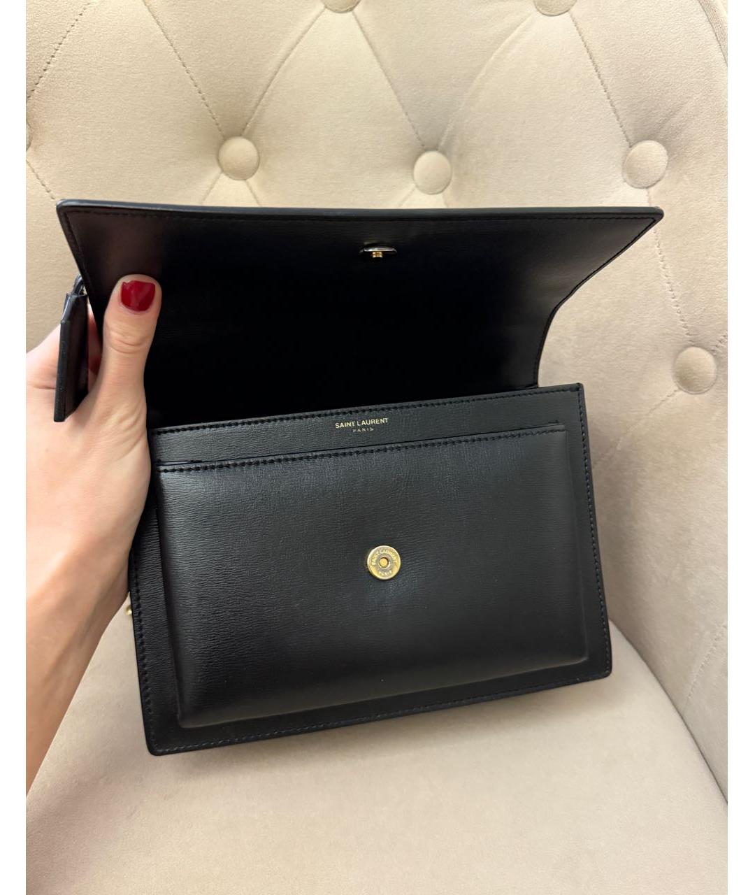 SAINT LAURENT Черная кожаная сумка через плечо, фото 5