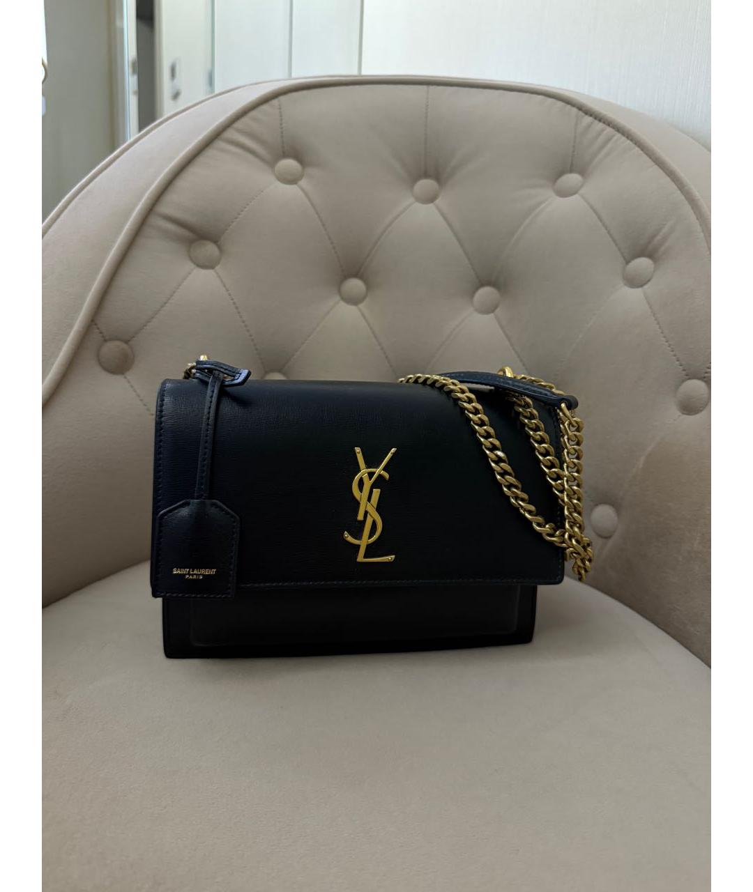 SAINT LAURENT Черная кожаная сумка через плечо, фото 6