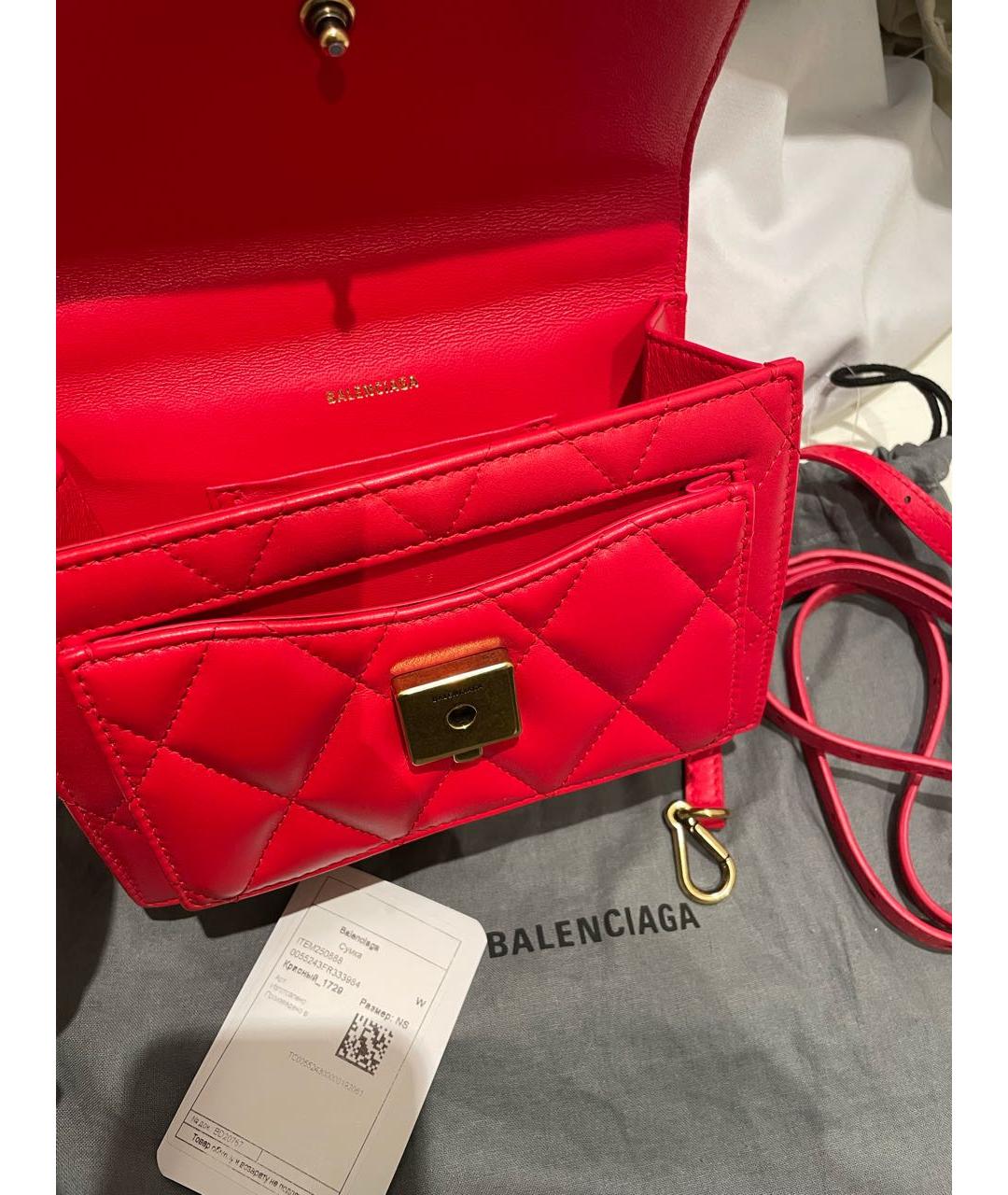 BALENCIAGA Красная кожаная сумка через плечо, фото 6