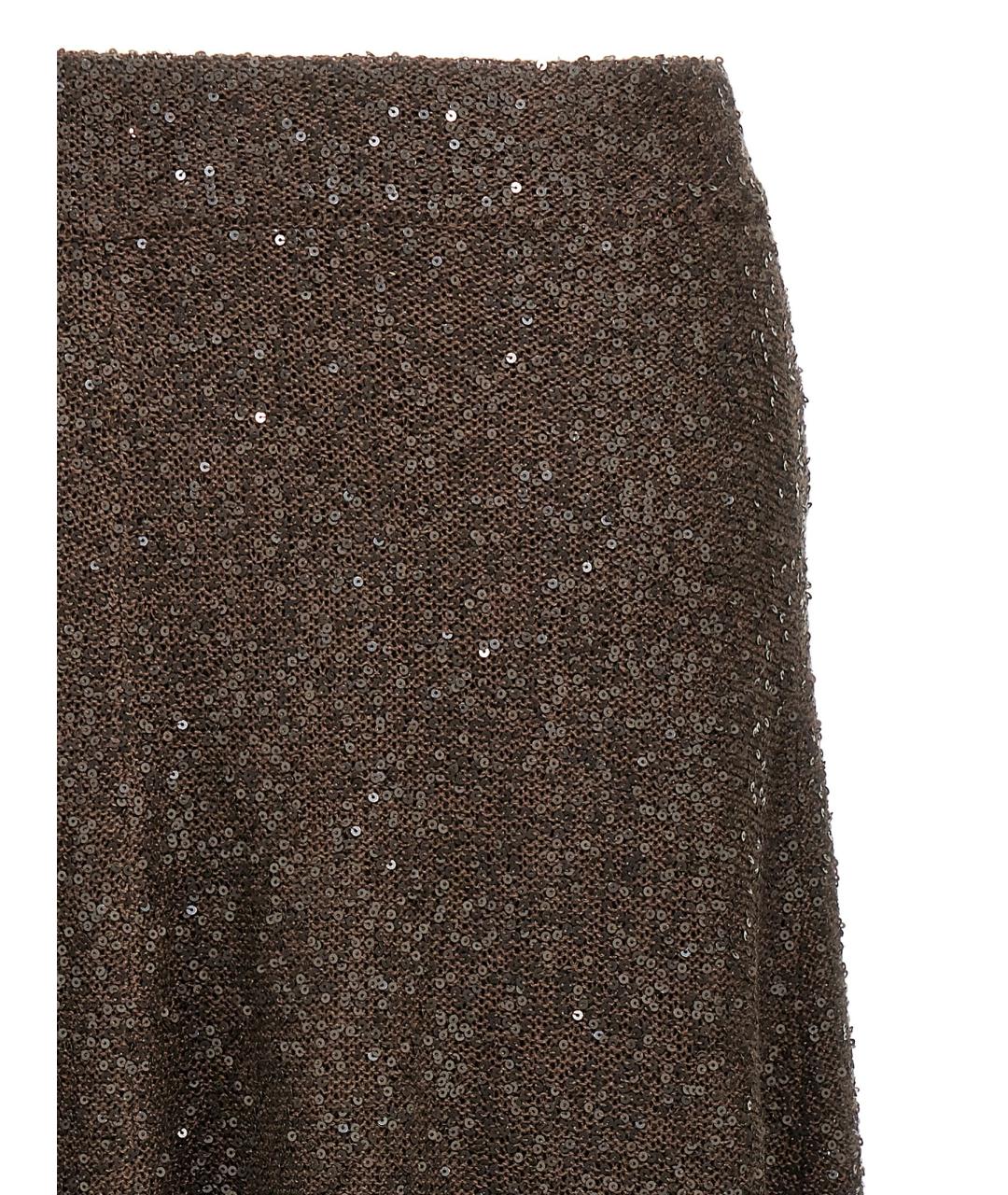BRUNELLO CUCINELLI Коричневая льняная юбка миди, фото 3