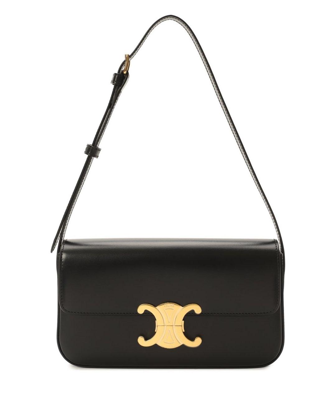 CELINE Черная кожаная сумка с короткими ручками, фото 8