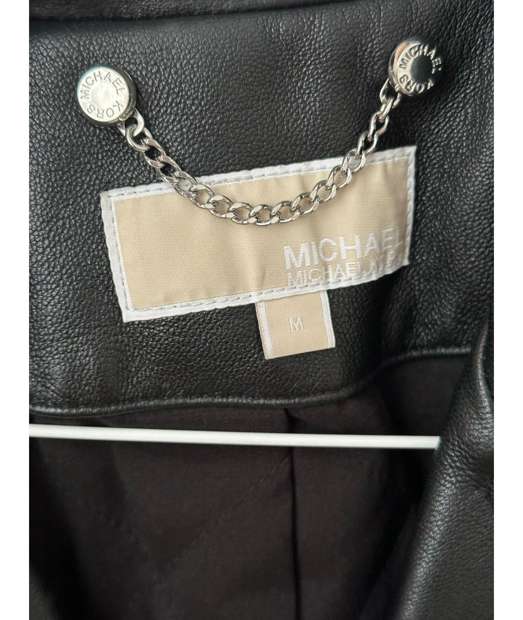 MICHAEL MICHAEL KORS Черная кожаная куртка, фото 3