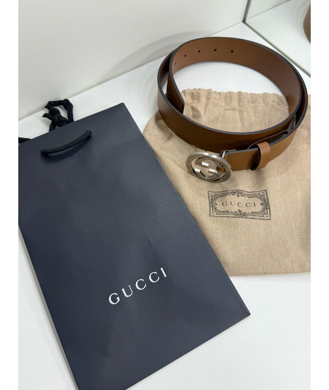 GUCCI Коричневый кожаный ремень, фото 4