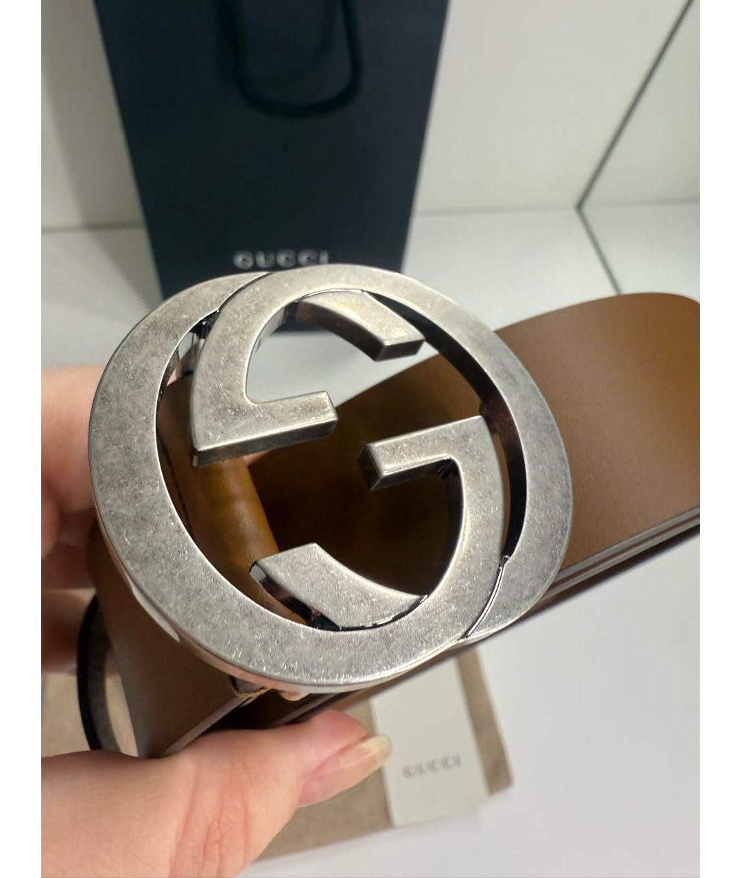 GUCCI Коричневый кожаный ремень, фото 5