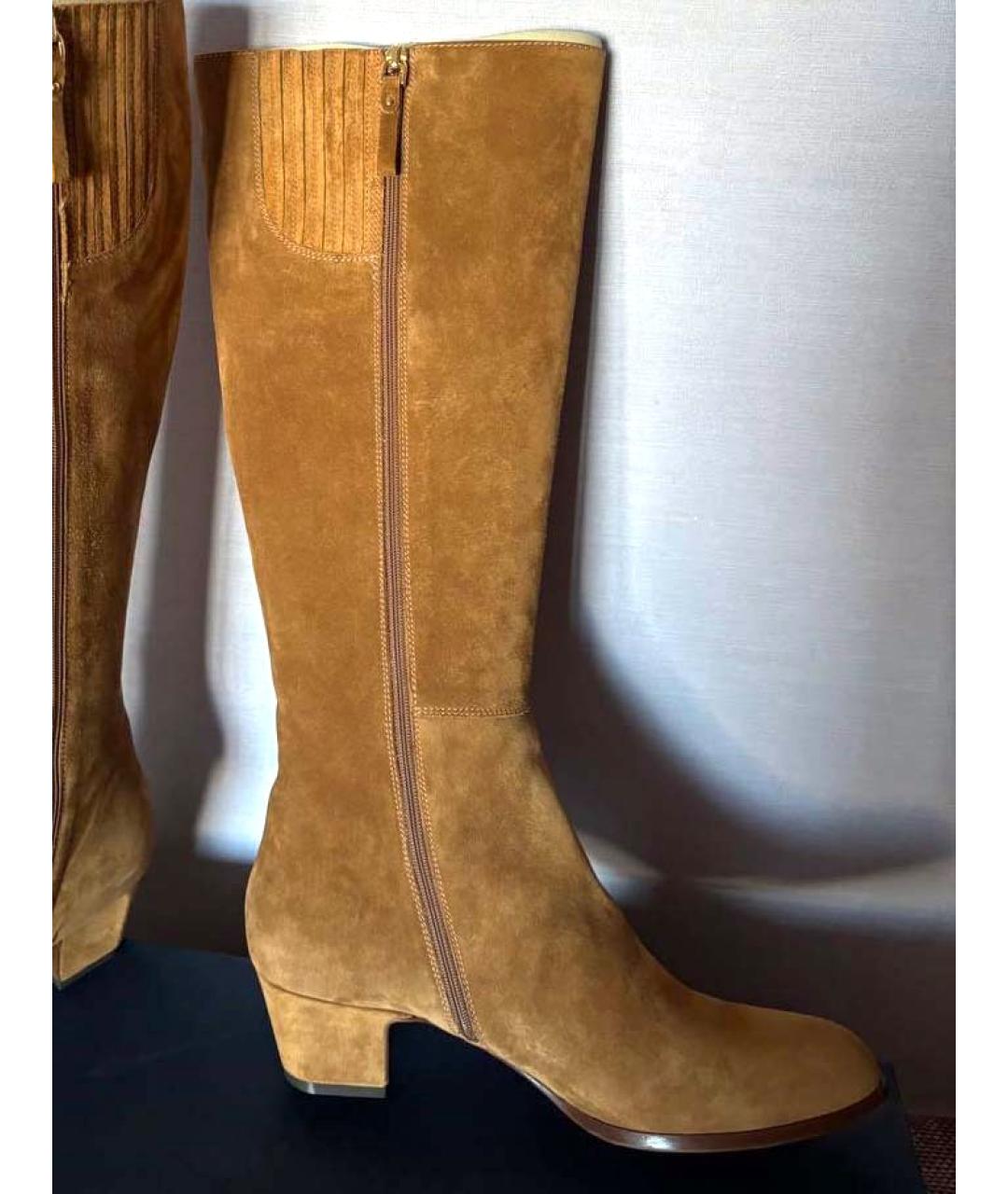 SERGIO ROSSI Коричневые замшевые сапоги, фото 9