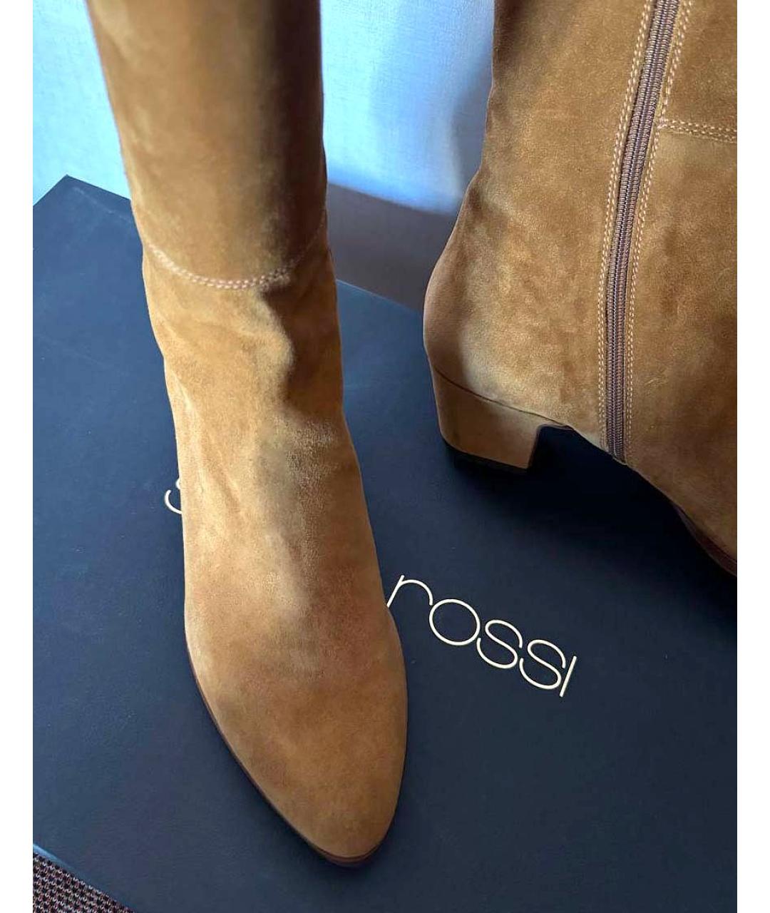 SERGIO ROSSI Коричневые замшевые сапоги, фото 3