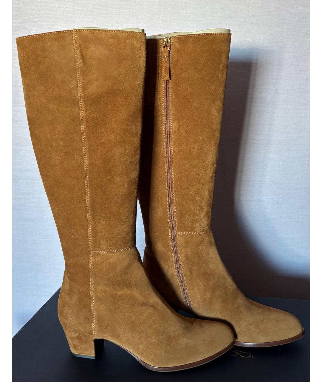 SERGIO ROSSI Коричневые замшевые сапоги, фото 10