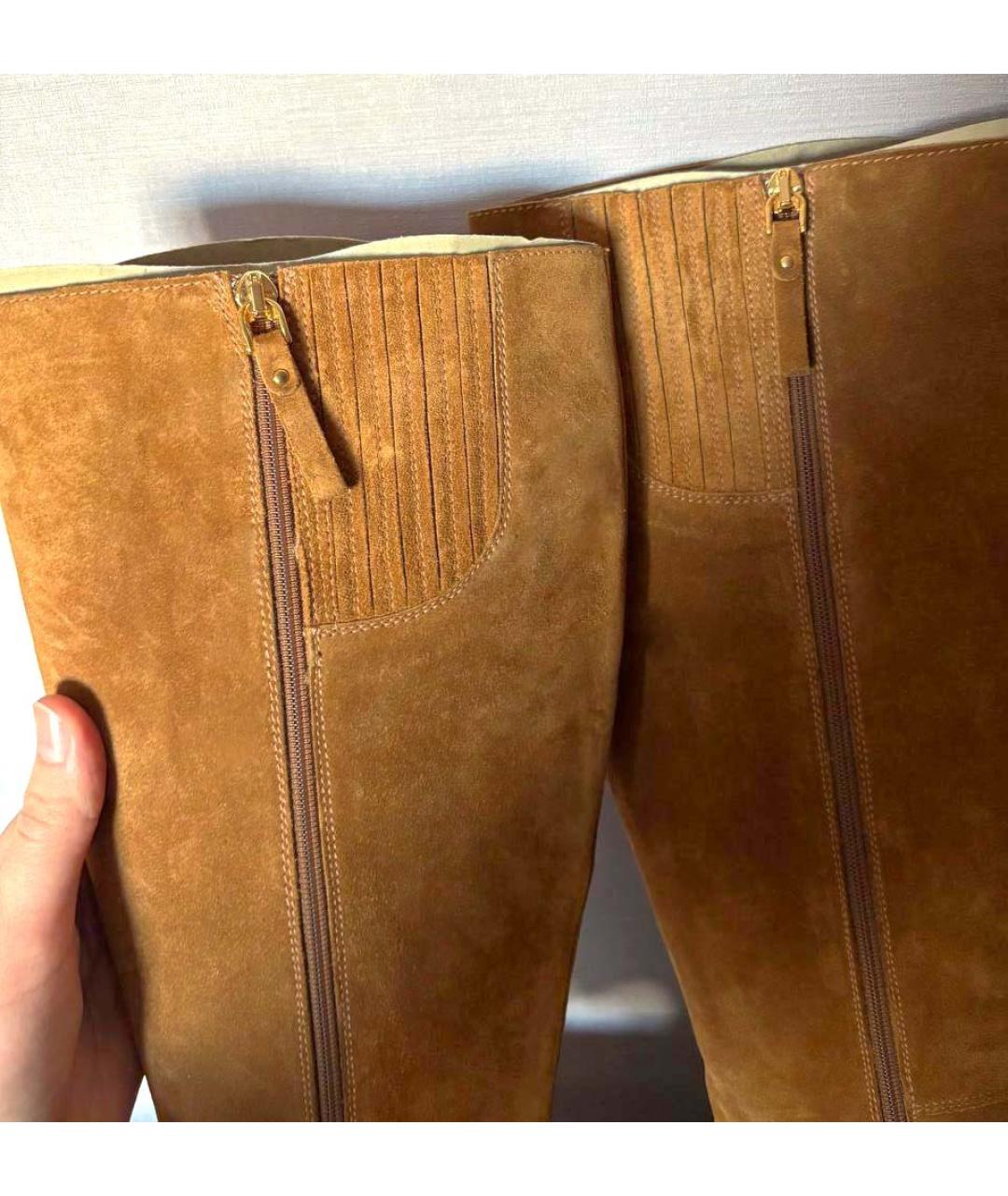 SERGIO ROSSI Коричневые замшевые сапоги, фото 6