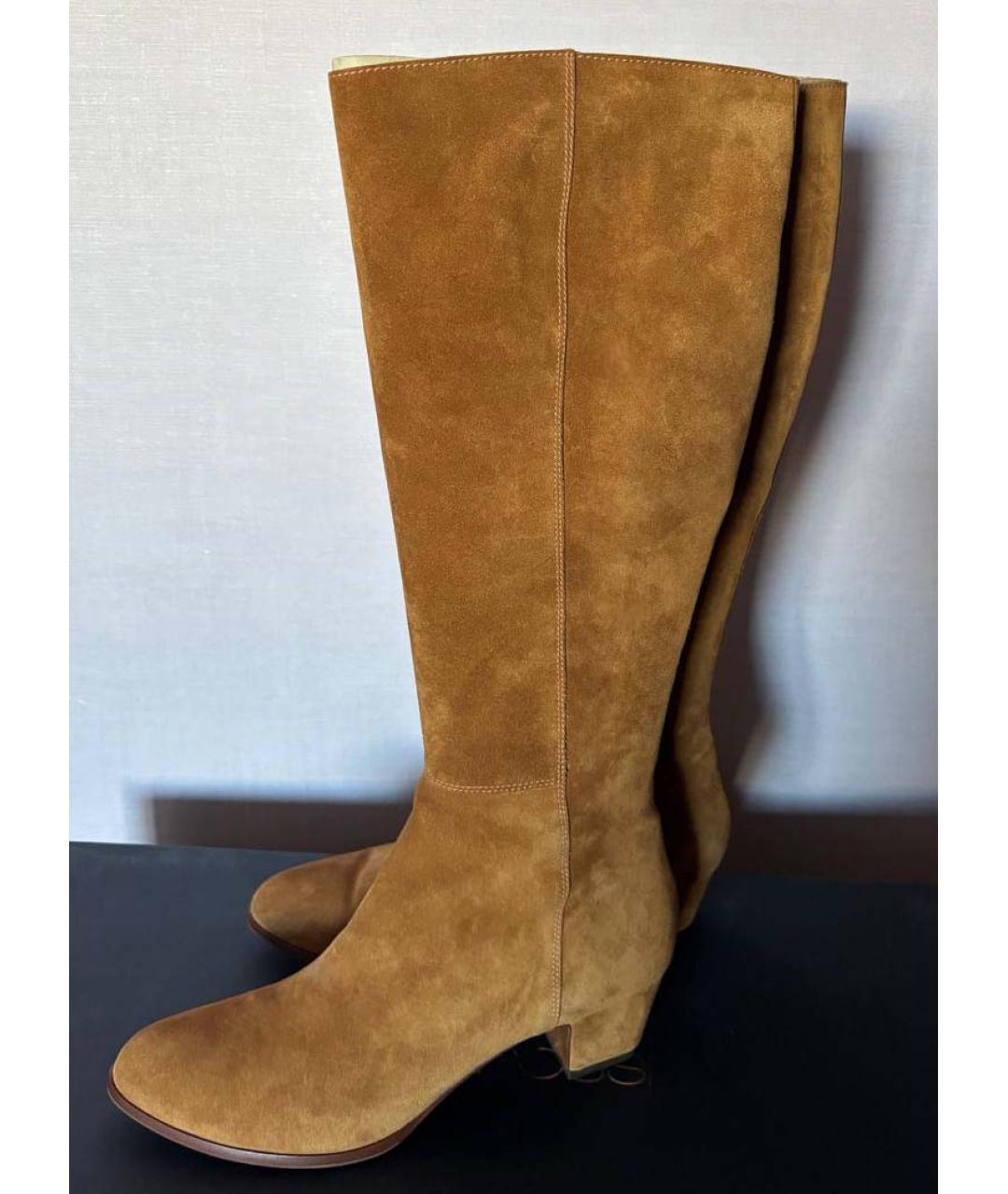 SERGIO ROSSI Коричневые замшевые сапоги, фото 8