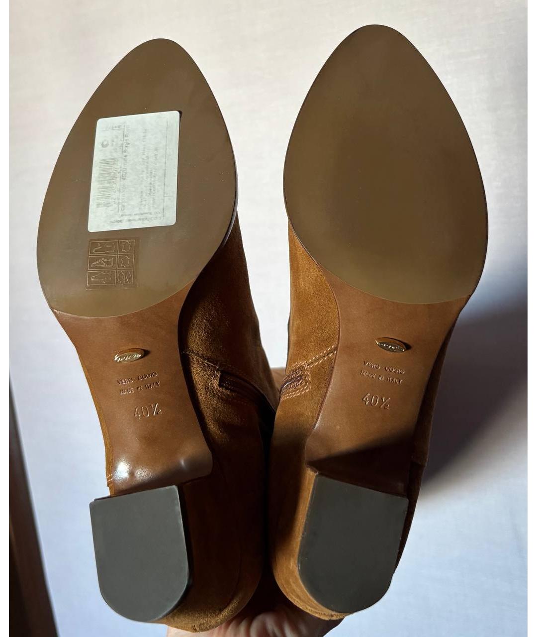 SERGIO ROSSI Коричневые замшевые сапоги, фото 5