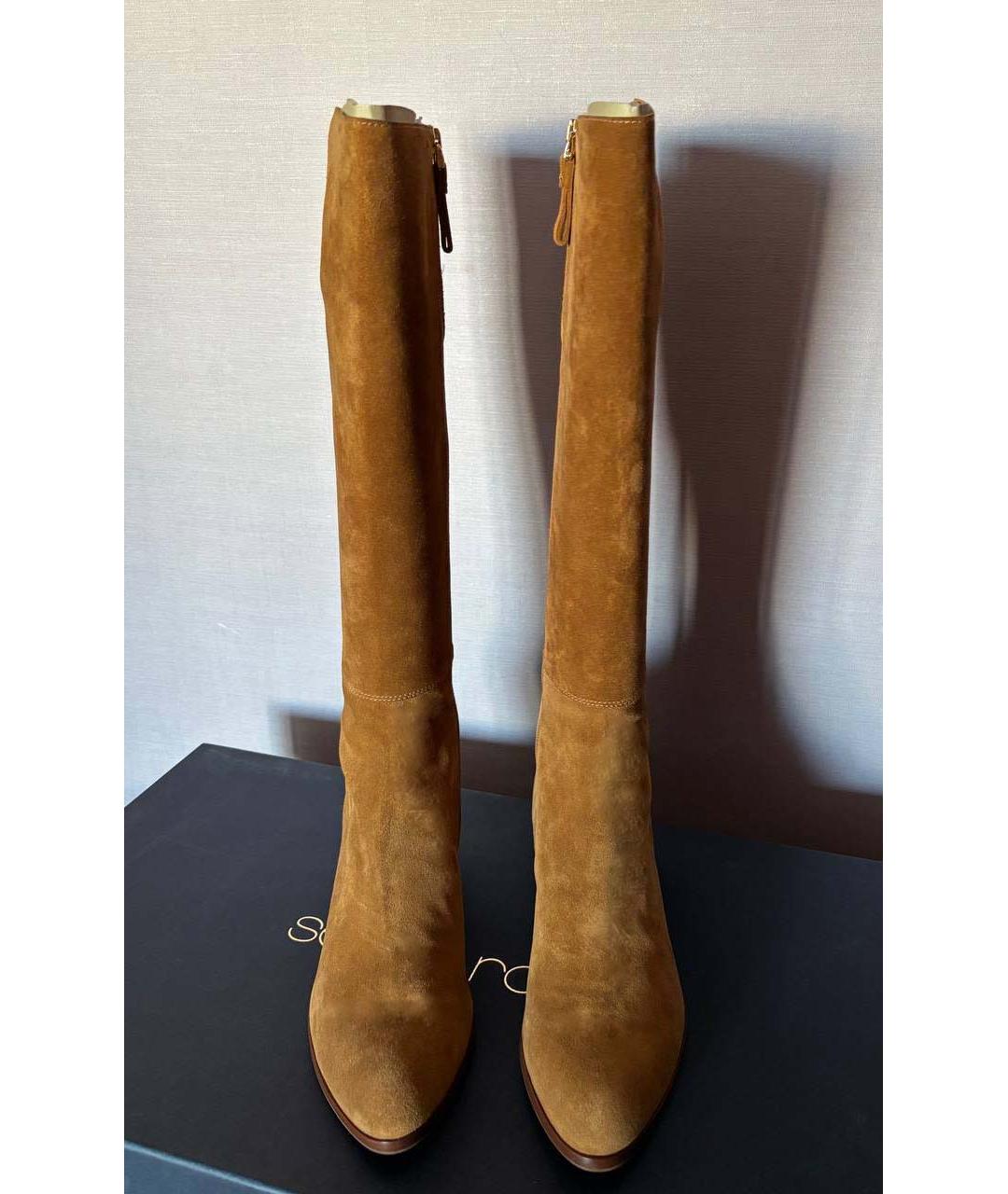 SERGIO ROSSI Коричневые замшевые сапоги, фото 2