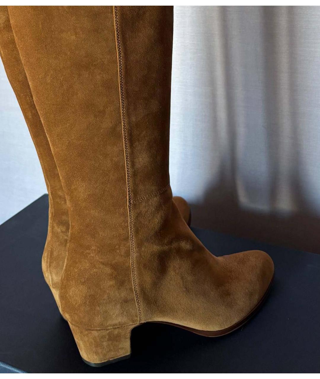 SERGIO ROSSI Коричневые замшевые сапоги, фото 7