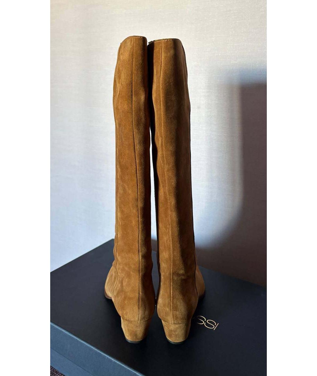 SERGIO ROSSI Коричневые замшевые сапоги, фото 4