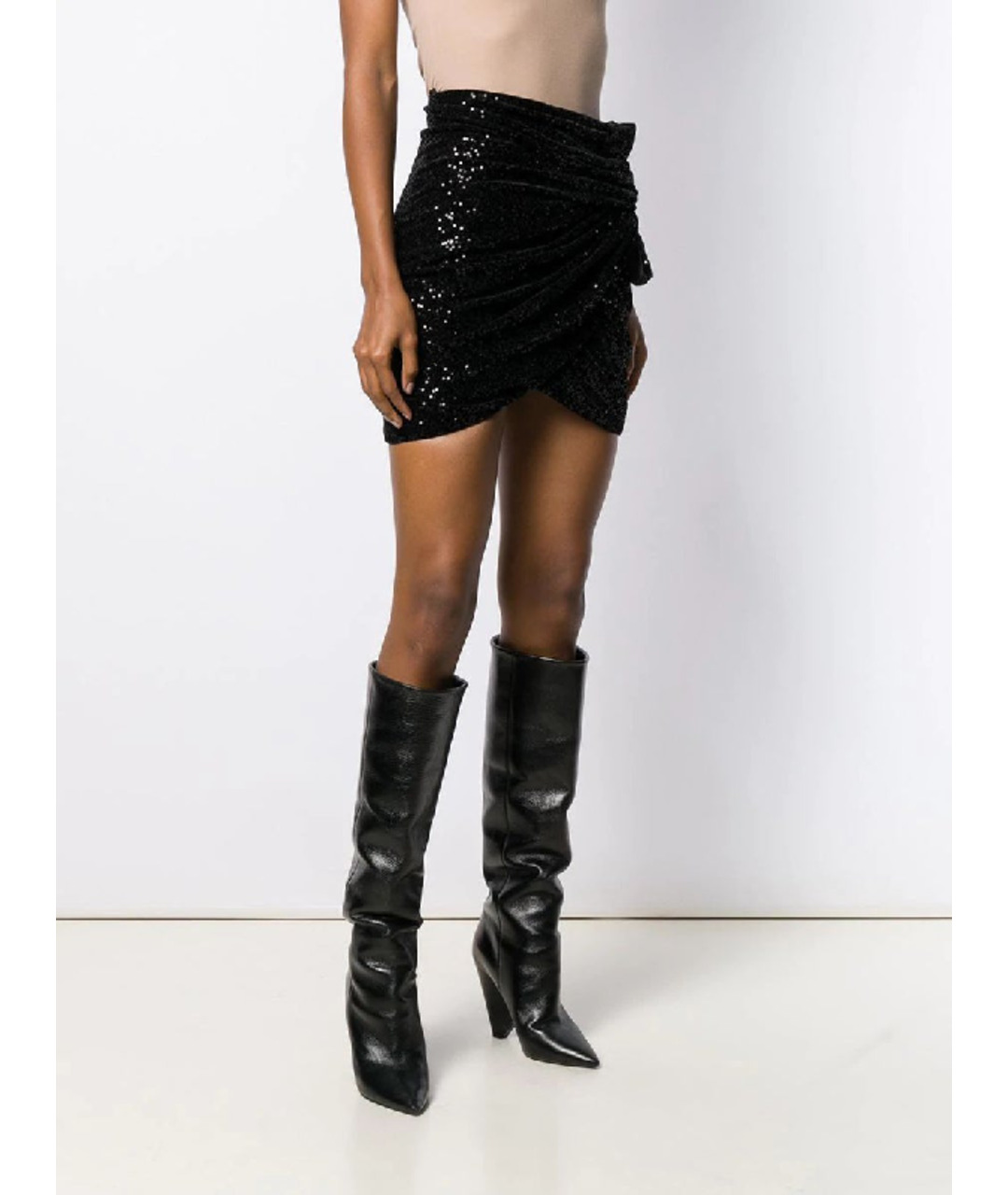 SAINT LAURENT Черная полиэстеровая юбка мини, фото 9