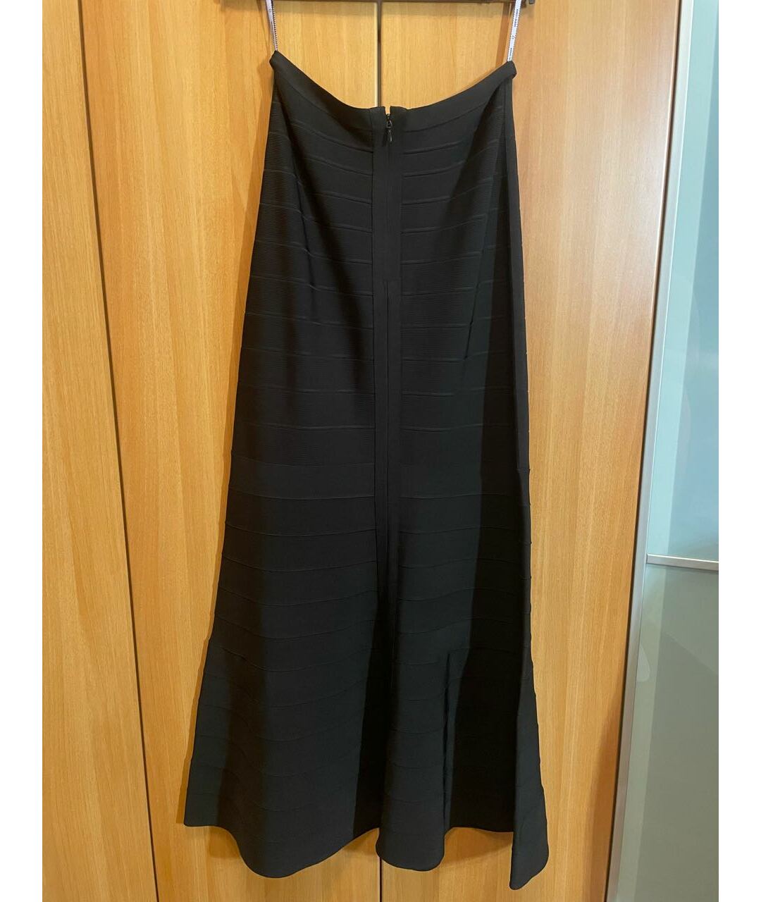 HERVE LEGER Черная вискозная юбка макси, фото 2