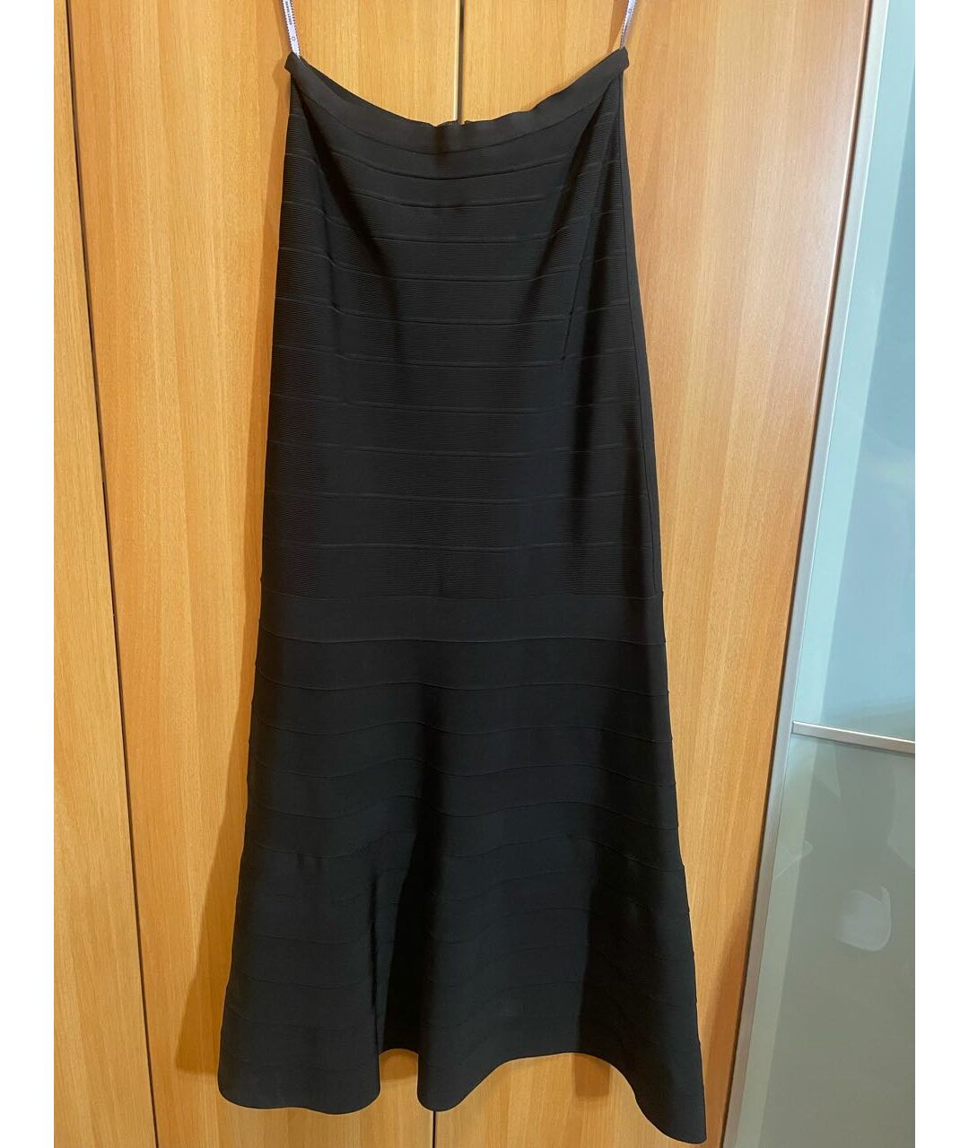 HERVE LEGER Черная вискозная юбка макси, фото 7
