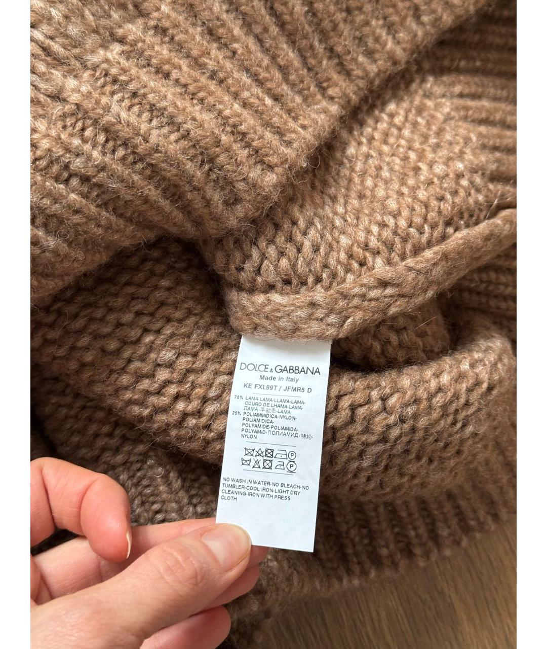 DOLCE&GABBANA Коричневый шерстяной джемпер / свитер, фото 3