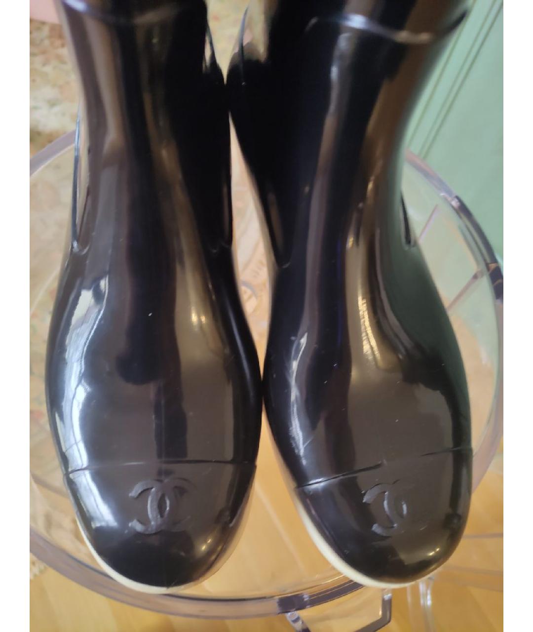 CHANEL Черные резиновые сапоги, фото 3