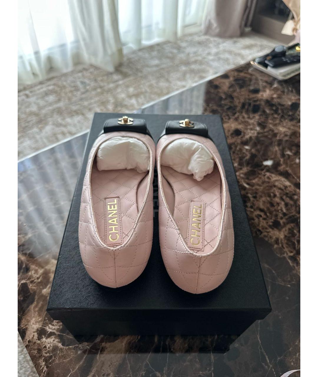 CHANEL Розовые кожаные балетки, фото 3