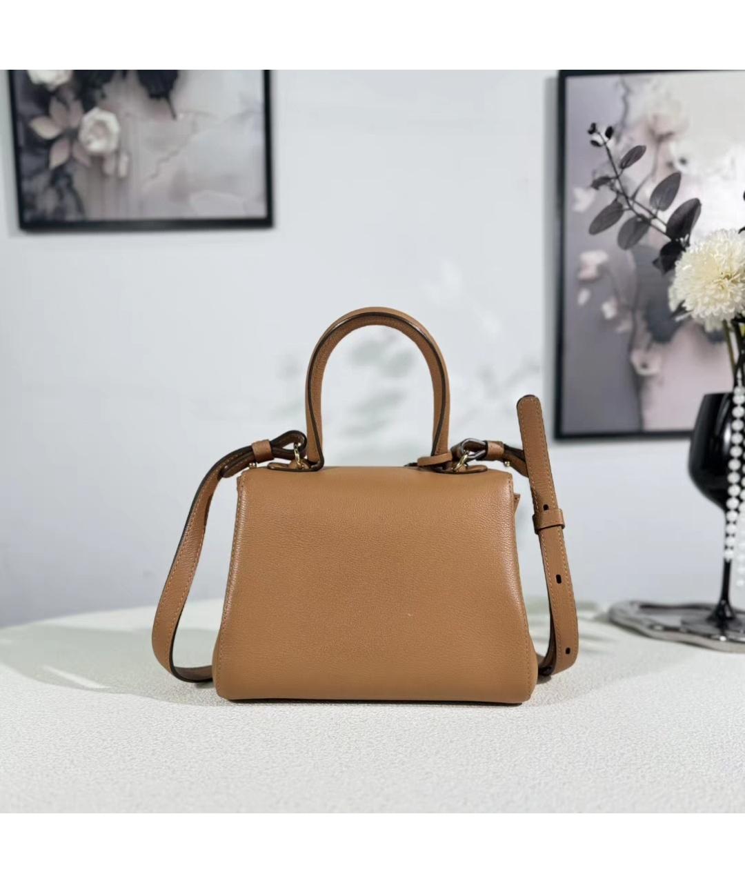 DELVAUX Коричневая кожаная сумка с короткими ручками, фото 3