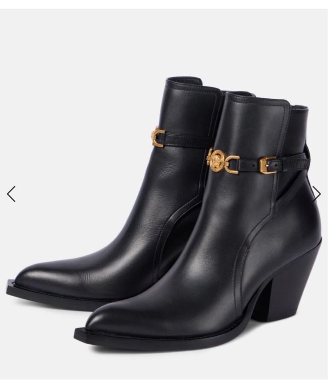 VERSACE Черные кожаные ботильоны, фото 2