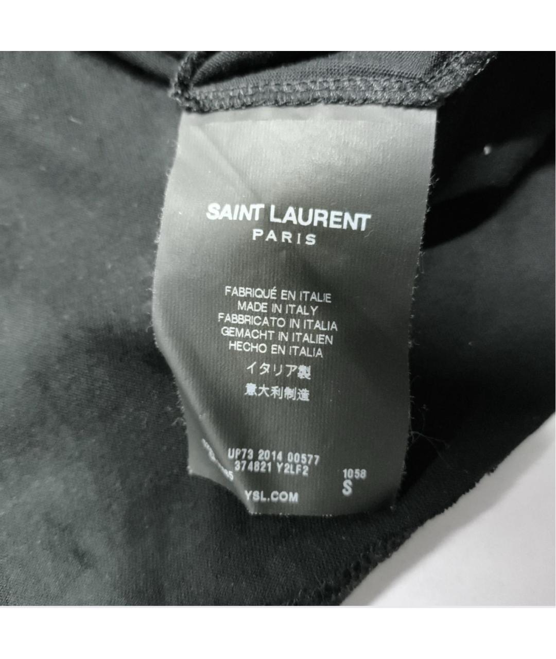 SAINT LAURENT Черная хлопковая футболка, фото 4