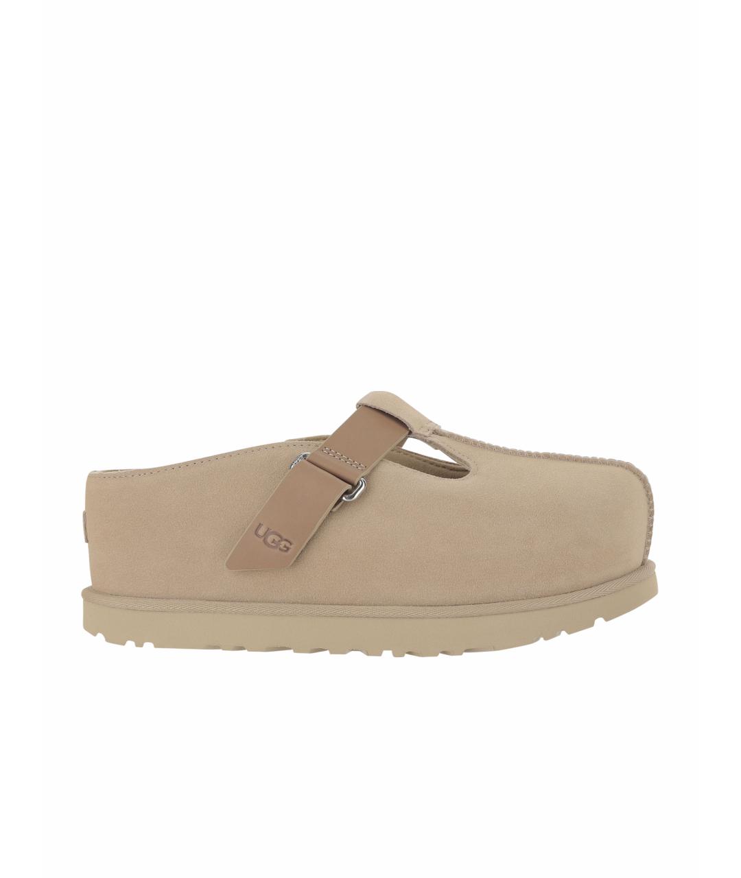 UGG AUSTRALIA Бежевые кожаные мюли, фото 1