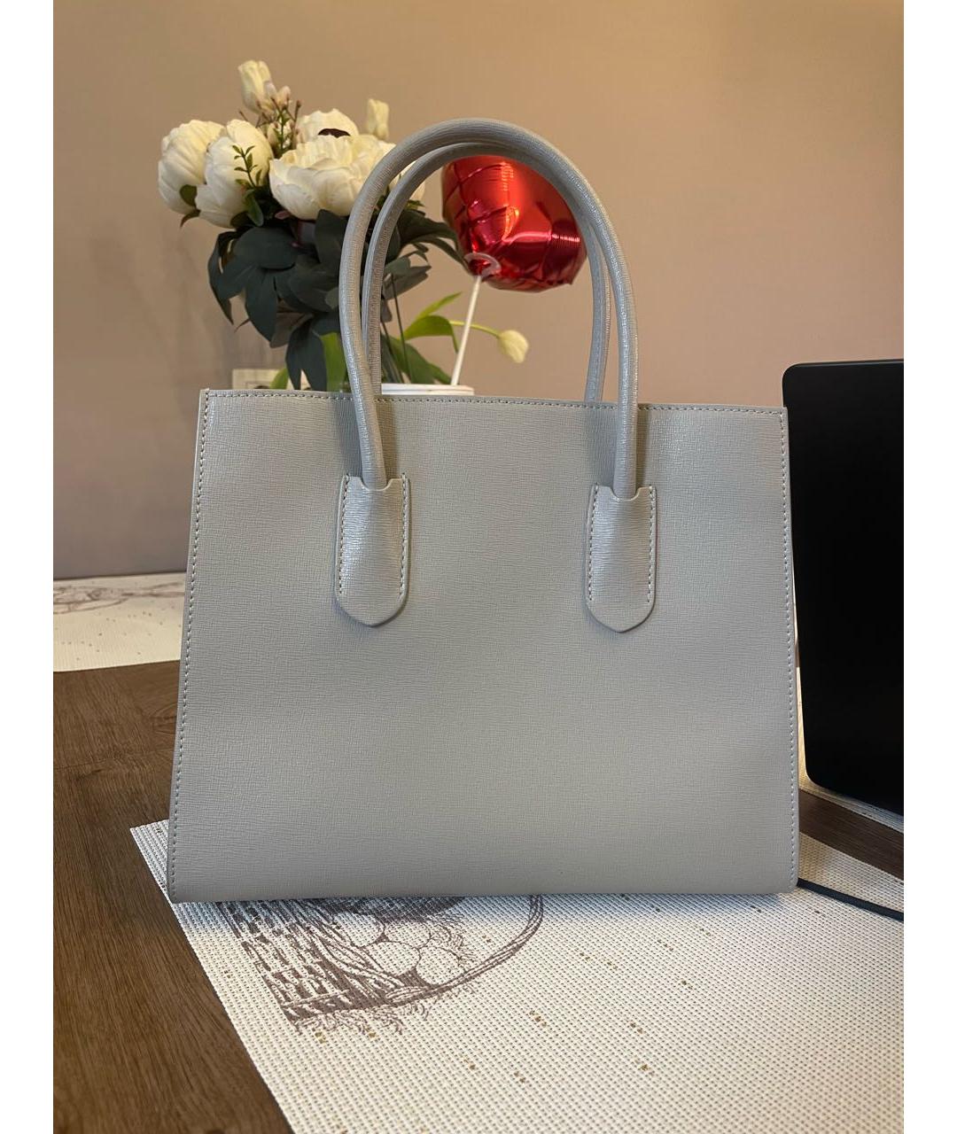 FURLA Серая кожаная сумка тоут, фото 3