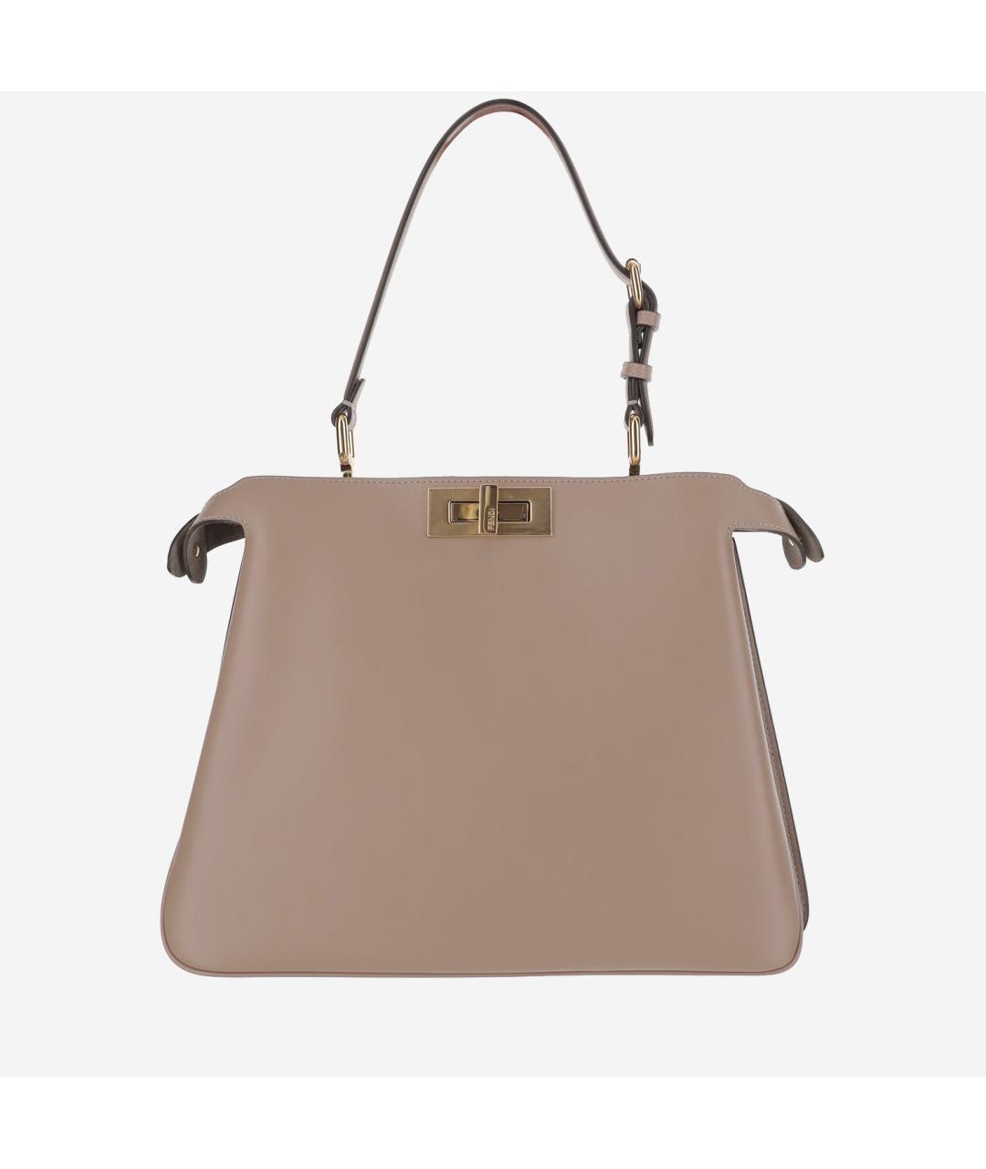 FENDI Бежевая кожаная сумка тоут, фото 3