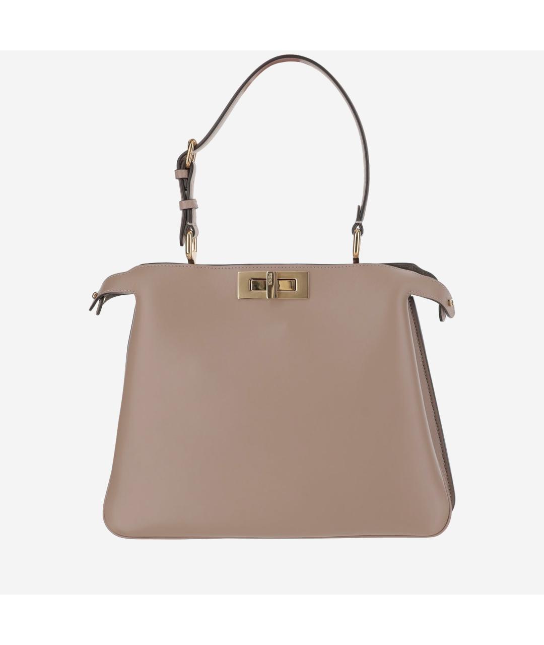 FENDI Бежевая кожаная сумка тоут, фото 5