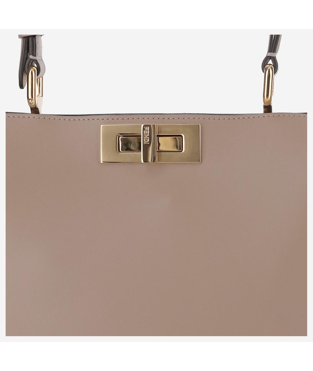 FENDI Бежевая кожаная сумка тоут, фото 4