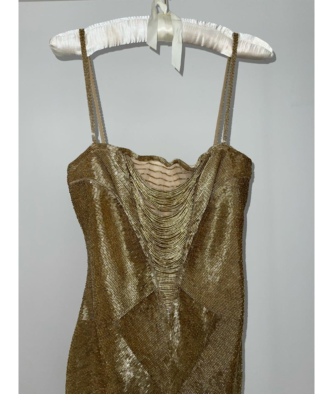 ROBERTO CAVALLI Золотое полиамидовое вечернее платье, фото 3