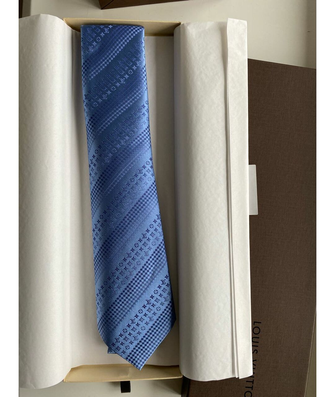LOUIS VUITTON PRE-OWNED Голубой шелковый галстук, фото 4