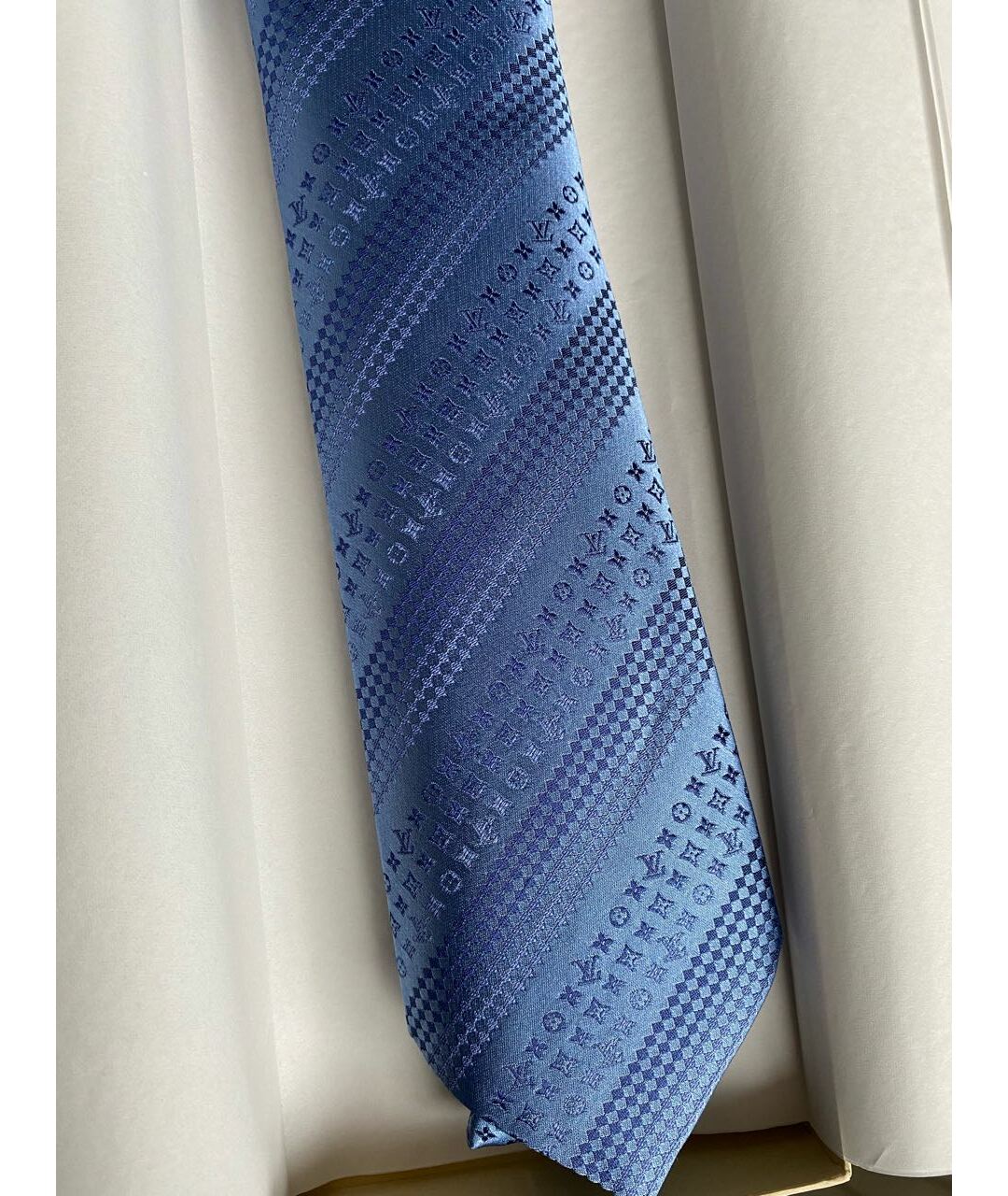 LOUIS VUITTON PRE-OWNED Голубой шелковый галстук, фото 2